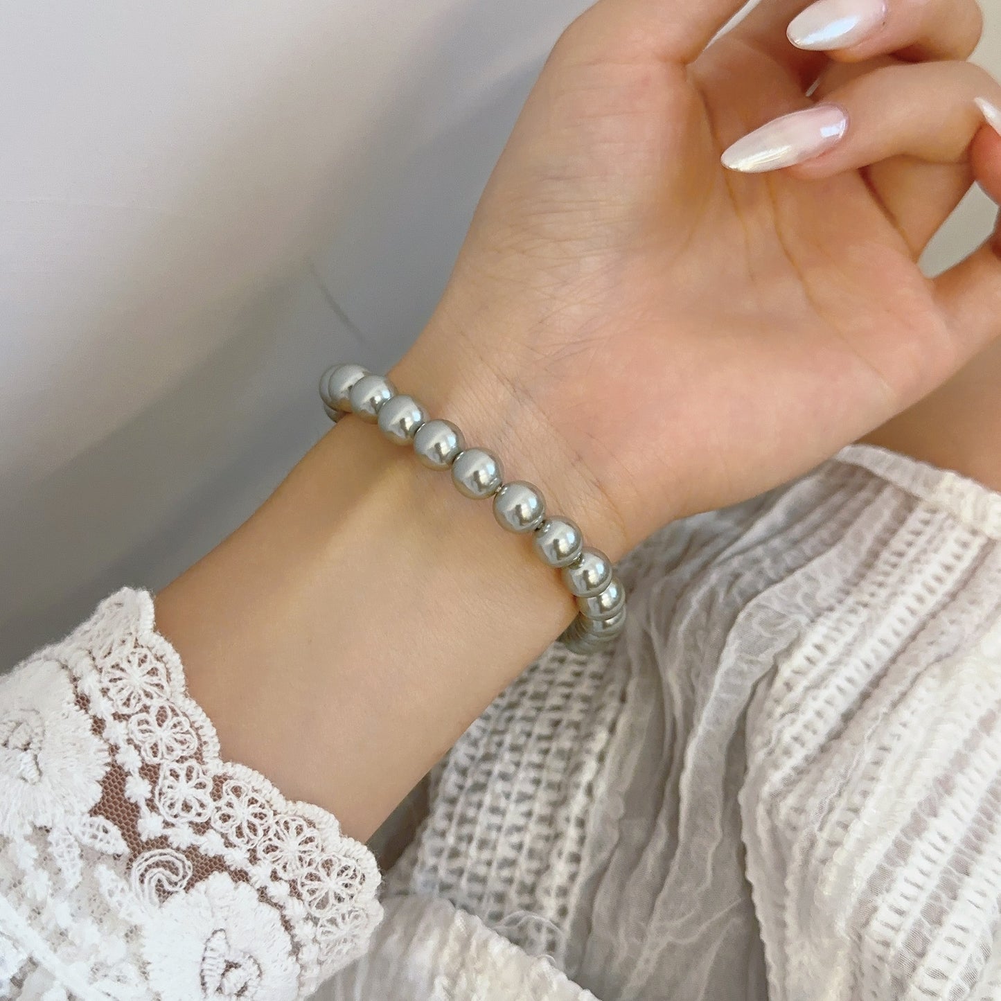 Platinum Sier Gray Beads Design Exquisite Bracelets