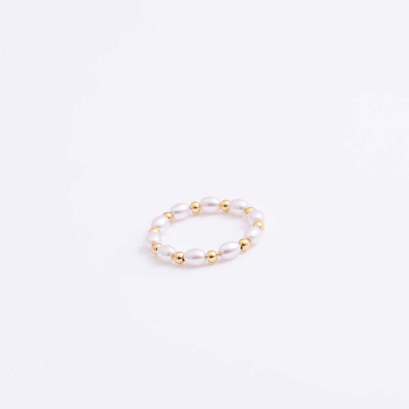 Pearl Small Golden Beads Titanium Steel Rings