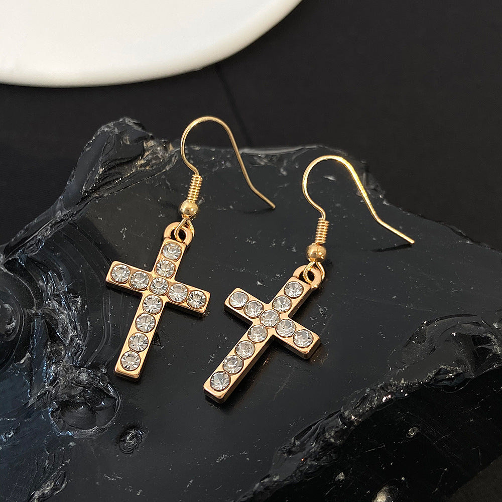 Women's Gothic Dark Diamond Cross Style Graceful Earrings