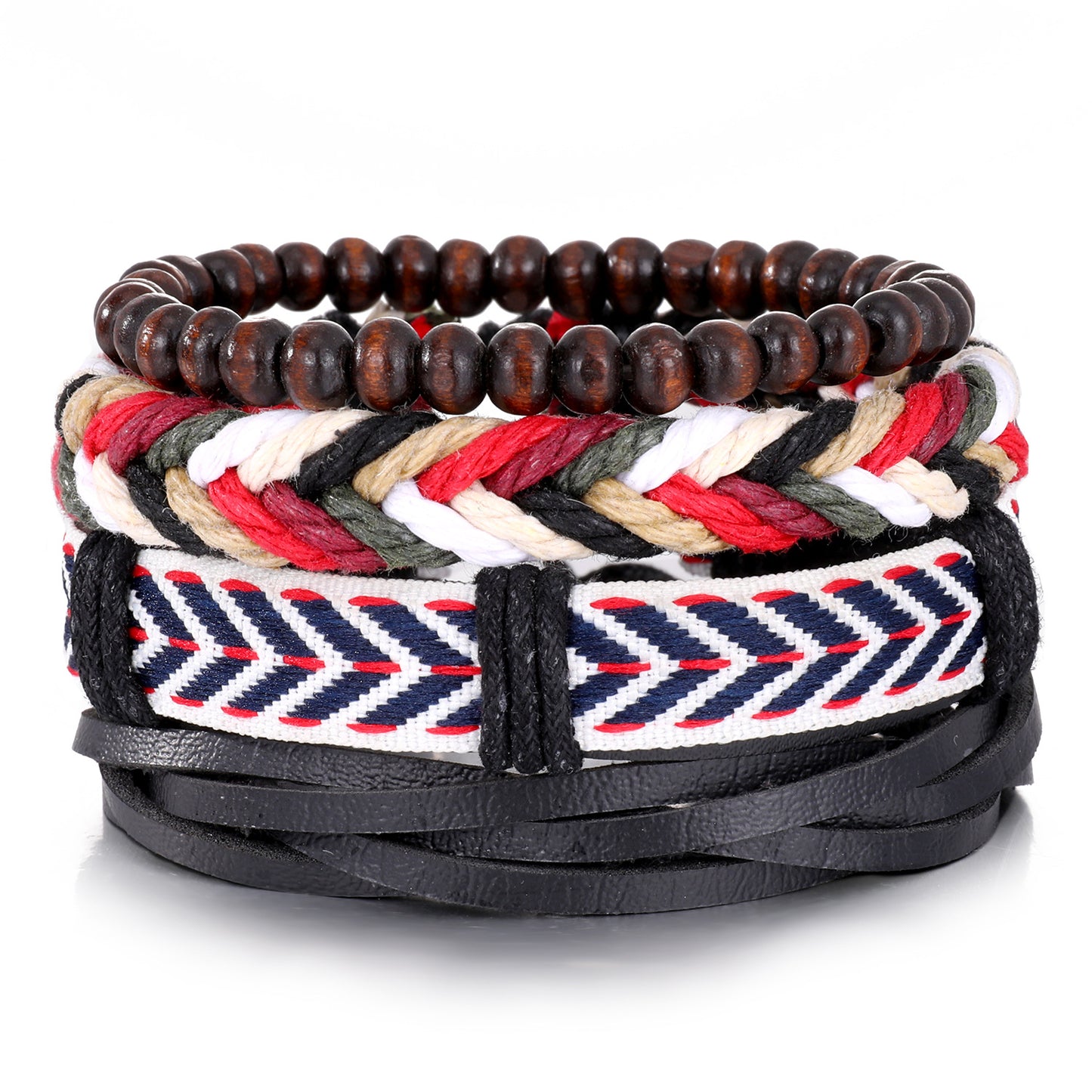 Men's Series Woven Leather Coconut Shell Hemp Bracelets