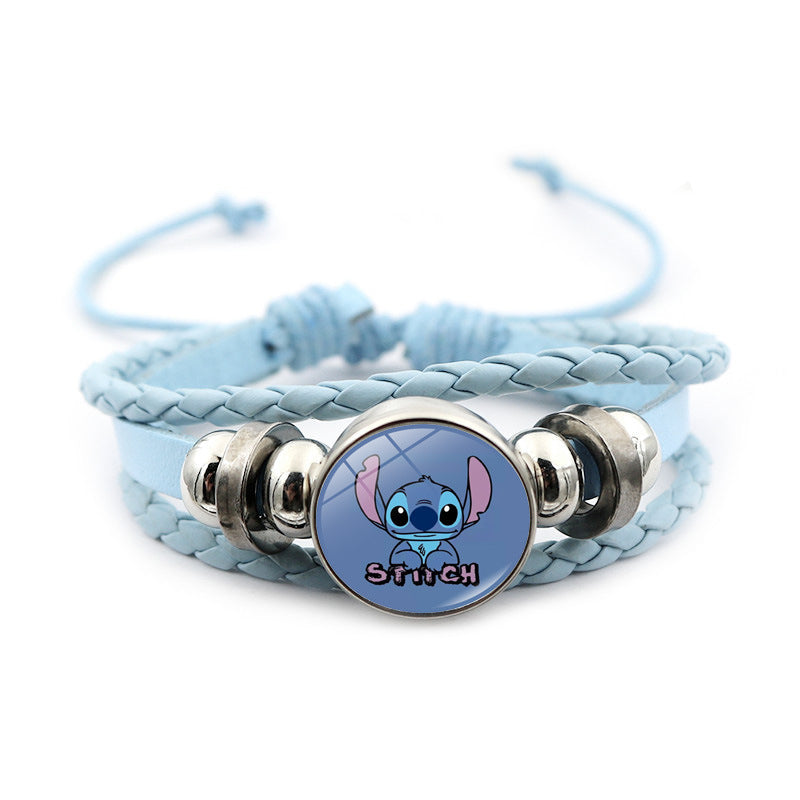 Men's Star Stitch Leather Cartoon Blue Woven Bracelets