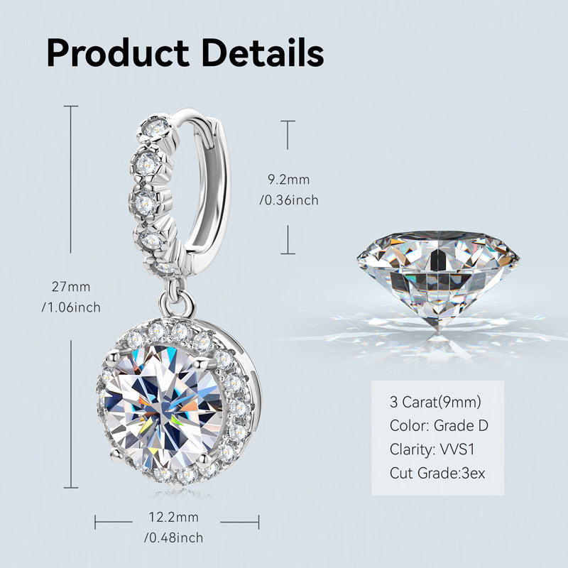 Women's Moissanite Eardrops Light Luxury High Sense Sier Earrings