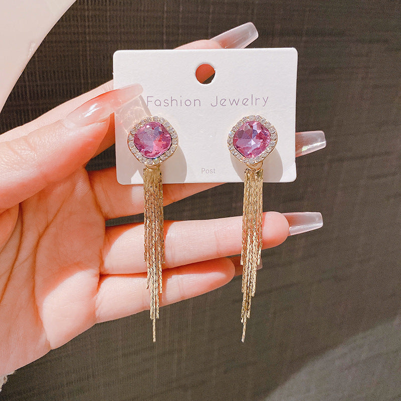 Purple Flower Crystal Super Fairy Lovely Generous Earrings