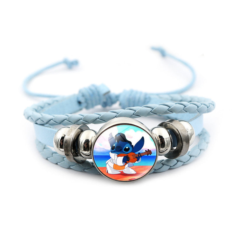 Men's Star Stitch Leather Cartoon Blue Woven Bracelets