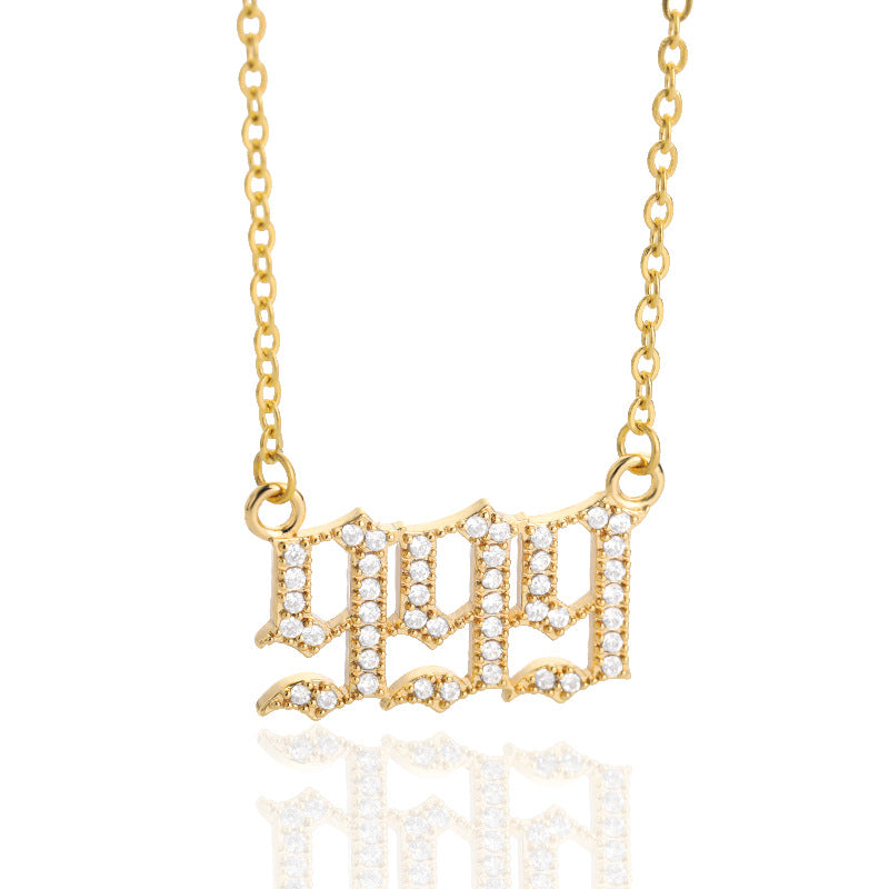 Women's & Men's Digital Angel Zircon Couple Ancient English Necklaces