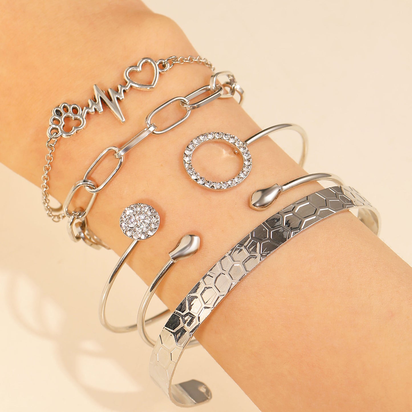 Alloy Combination Suit Set Punk Hip Bracelets