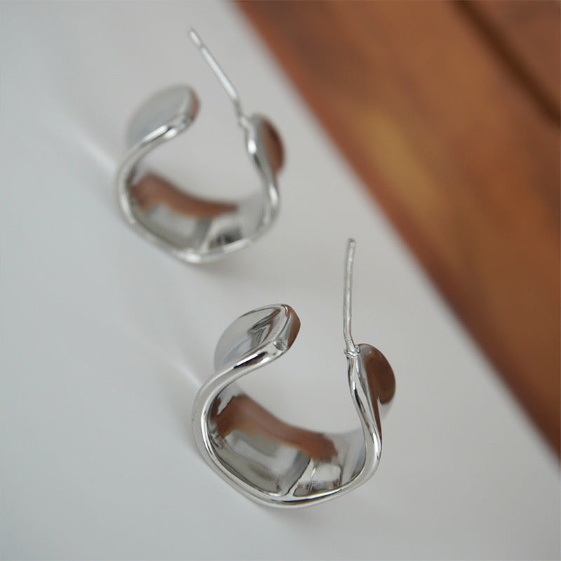 Ear Sier Needle Irregular High-grade Metal Earrings