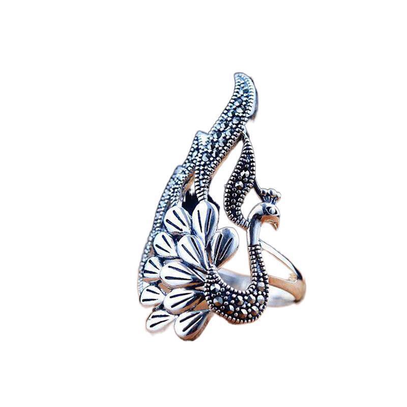Opening Adjustable Peacock Hollow Open Screen Rings