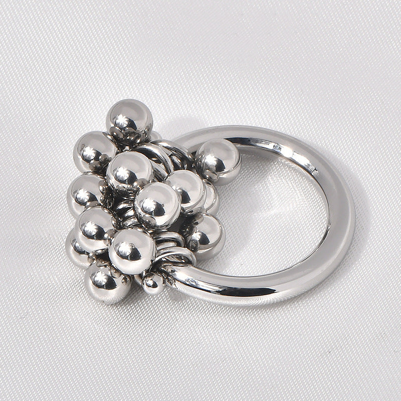 Metal Ball Grape Cluster Niche Beaded Vacuum Gold-plated Temperament Rings
