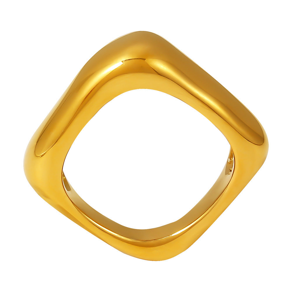 Square Geometric Stainless Steel Gold Plated Rings