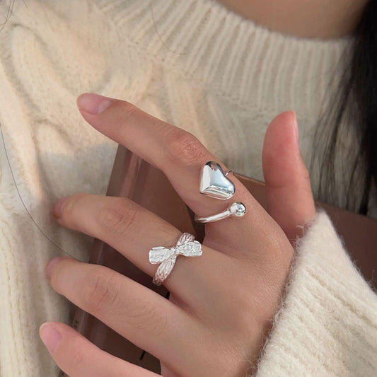 Sterling Sier Bow Female Minority Simple Mori Rings