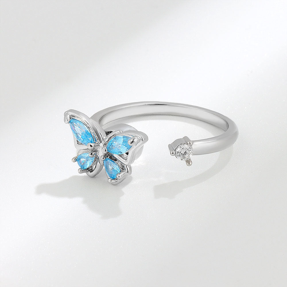 Sterling Sier Butterfly Spinning Female Personalized Opening Rings