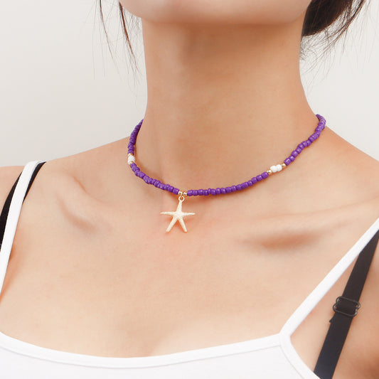 Women's Ornament Bohemian Large Bead Beach Starfish Necklaces