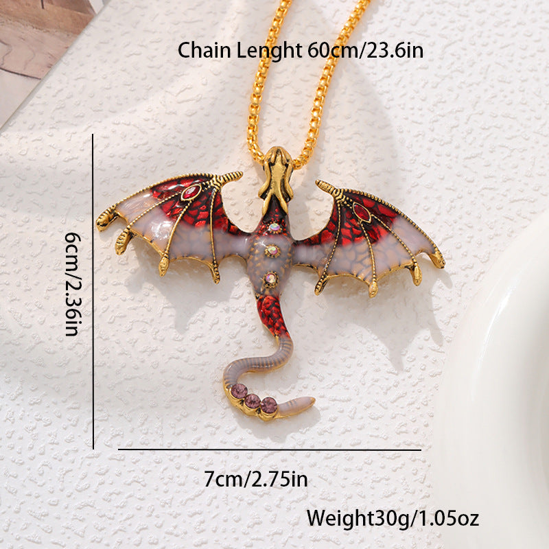 Drop Oil Cartoon Flying Dragon Shape Fashion Necklaces