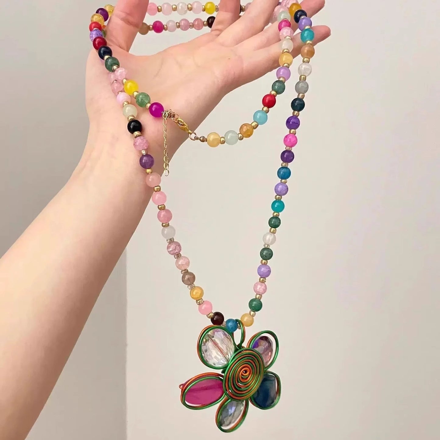 Vacation Exaggerated Style Flower Fashionable Niche Design Necklaces