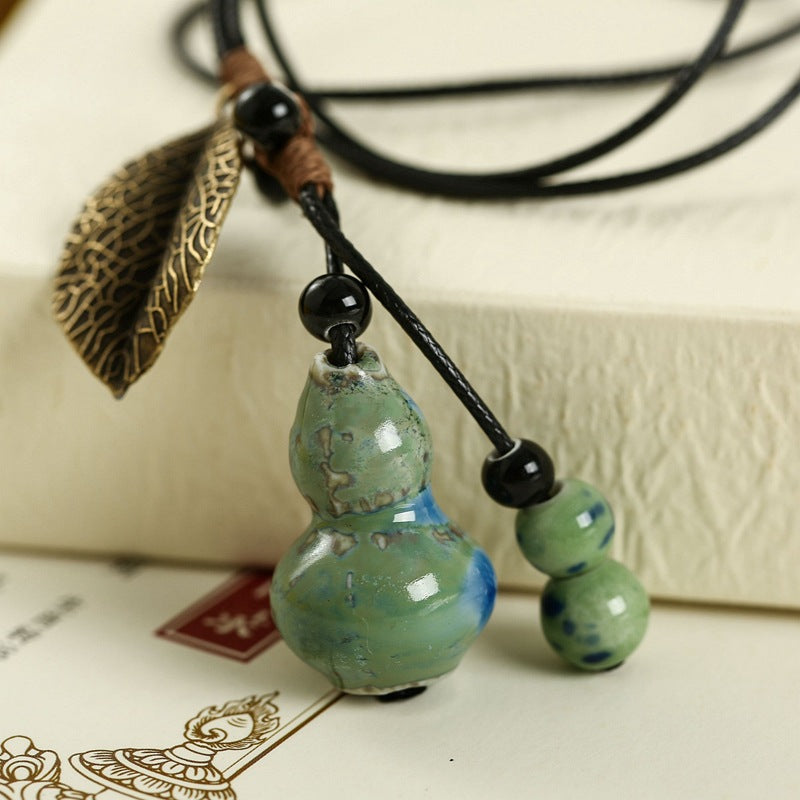Sweater Chain Long Leaf Calabash Pendent Necklaces
