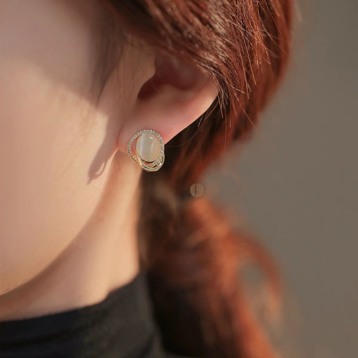 Opal Mosquito Coil Ear Clip Female Tea Earrings