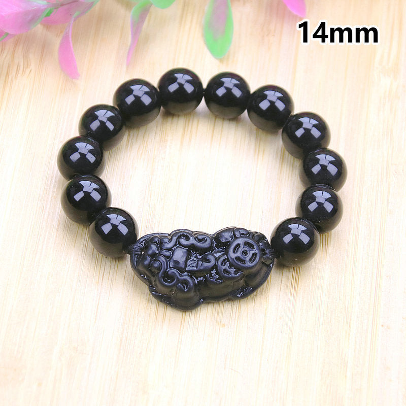 Running Rivers Lakes Live Imitation Obsidian Gilt Six Words Mantra Bracelet