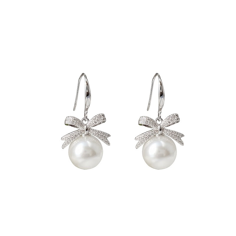 Women's Fashion Sier Pearl Temperamental Elegant Exquisite Earrings
