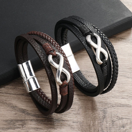 Comfortable Popular Men's Alloy Decorative Hand-woven Bracelets