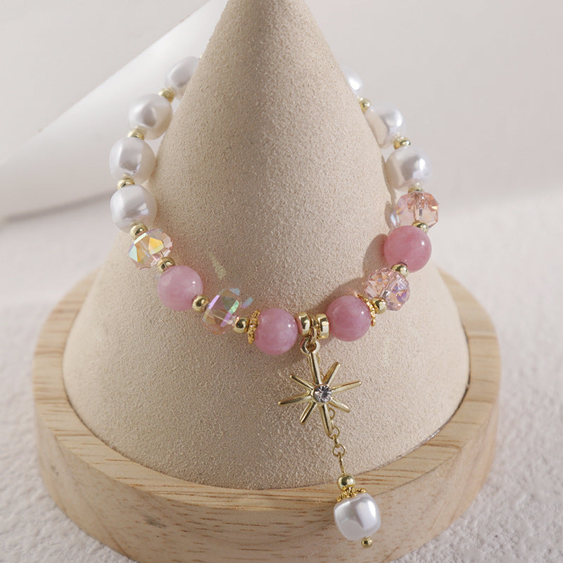 Clothing Glass Floral Beads Fresh Pastoral Tourist Attractions Elastic Bracelets
