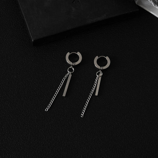 Men's Titanium Steel Ear Chain Tassel Female Earrings