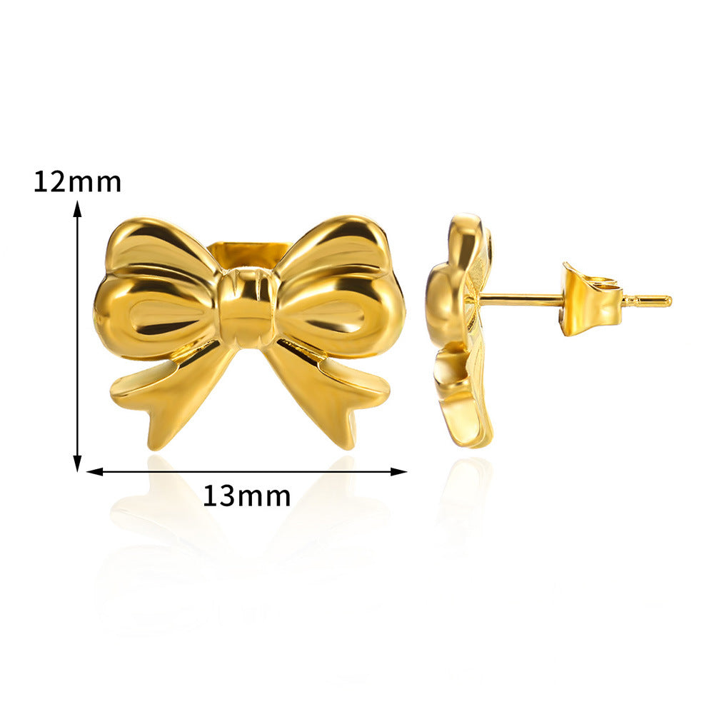 Luxury Glossy Bow Gold Stainless Steel Rings