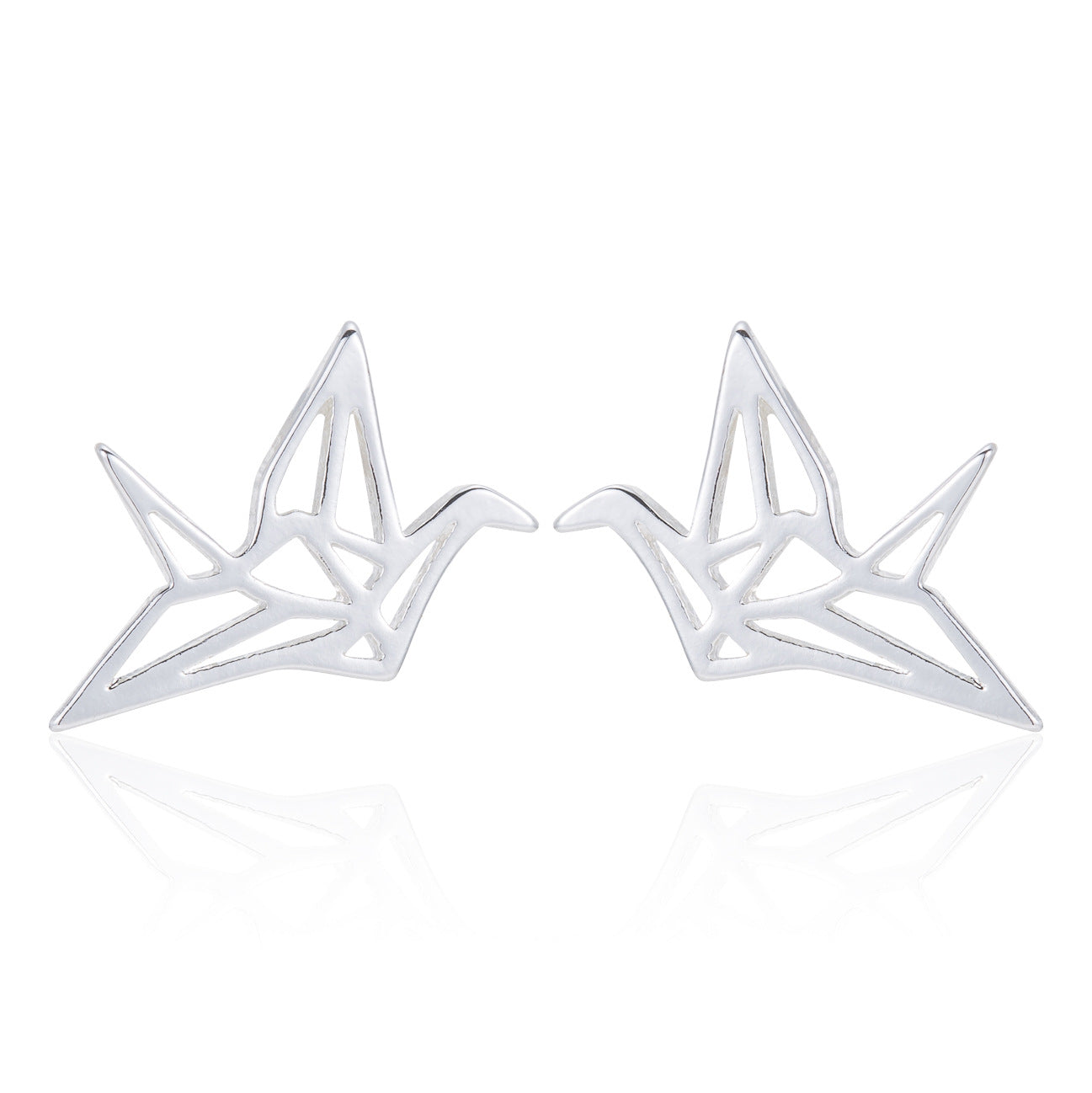 Hollow Bird National Style Small Exquisite Stainless Steel Animal Ear Stud Earrings
