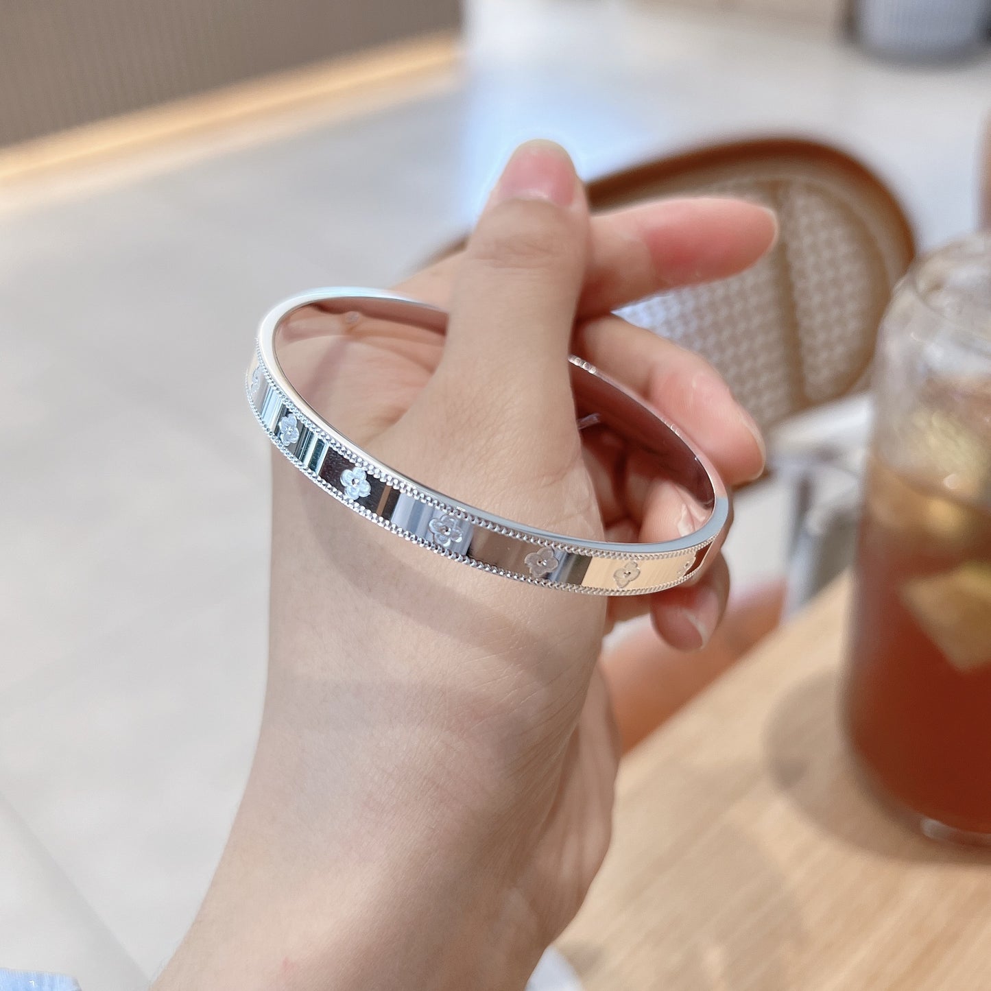 Solid Sier Simple Style Design Versatile Sense Gifts For Bracelet