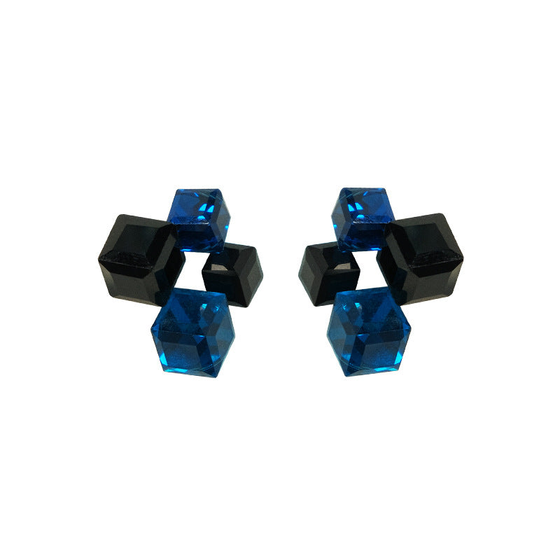 Ear Minority Fashion Three-dimensional Geometric Crystal Personality Design Earrings