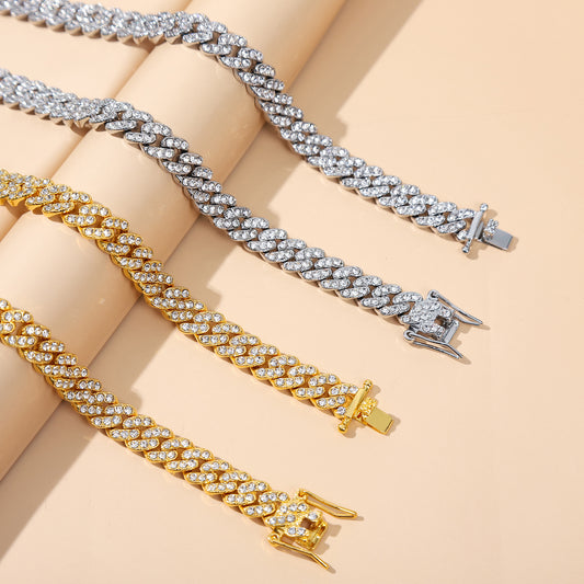 Women's & Men's Hop Single Row Diamond Punk Chain Necklaces