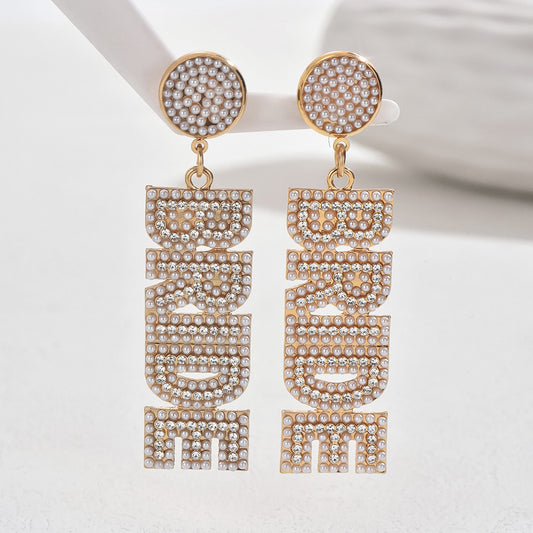 Sweet Korean Style Minimalist Pearl English Letters Earrings