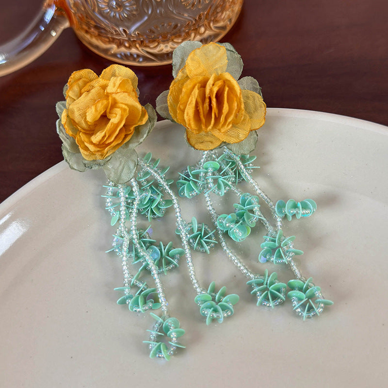 Fresh Net Yarn Flowers Girly Sweet Rings