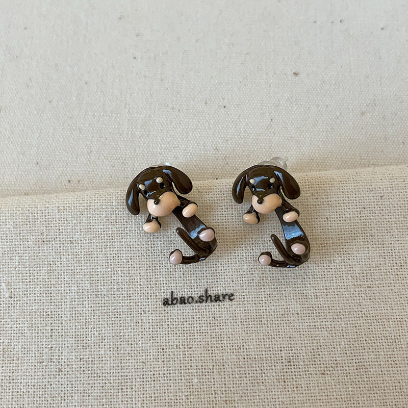 Cartoon Sausage Dog Ear Collection Female Cute Funny Exquisite Rings