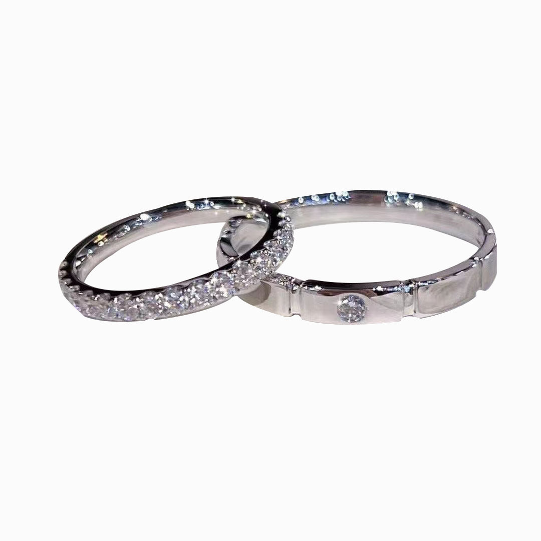 Women's & Men's Square Sugar Couple Niche Design Cold Wind Rings
