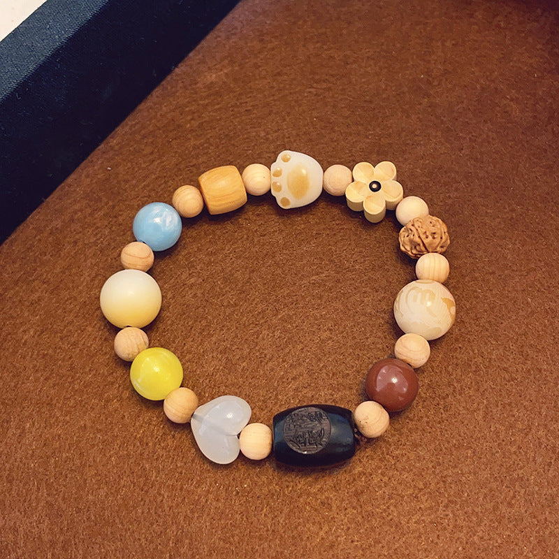 Women's & Men's Retro Ethnic Style Agate Ox Bone Rosary Bracelet