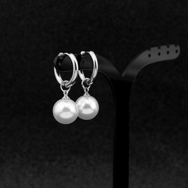 Imitation Pearl Stainless Steel Ear Clip Elegant Classic Do Earrings