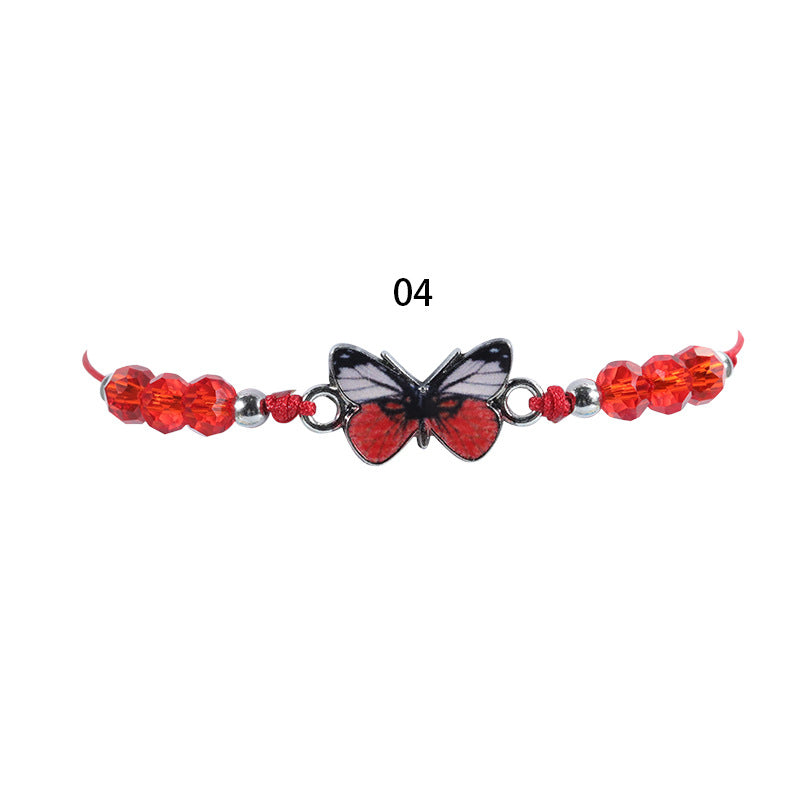 Crystal String Beads Butterfly Summer Woven Bracelets