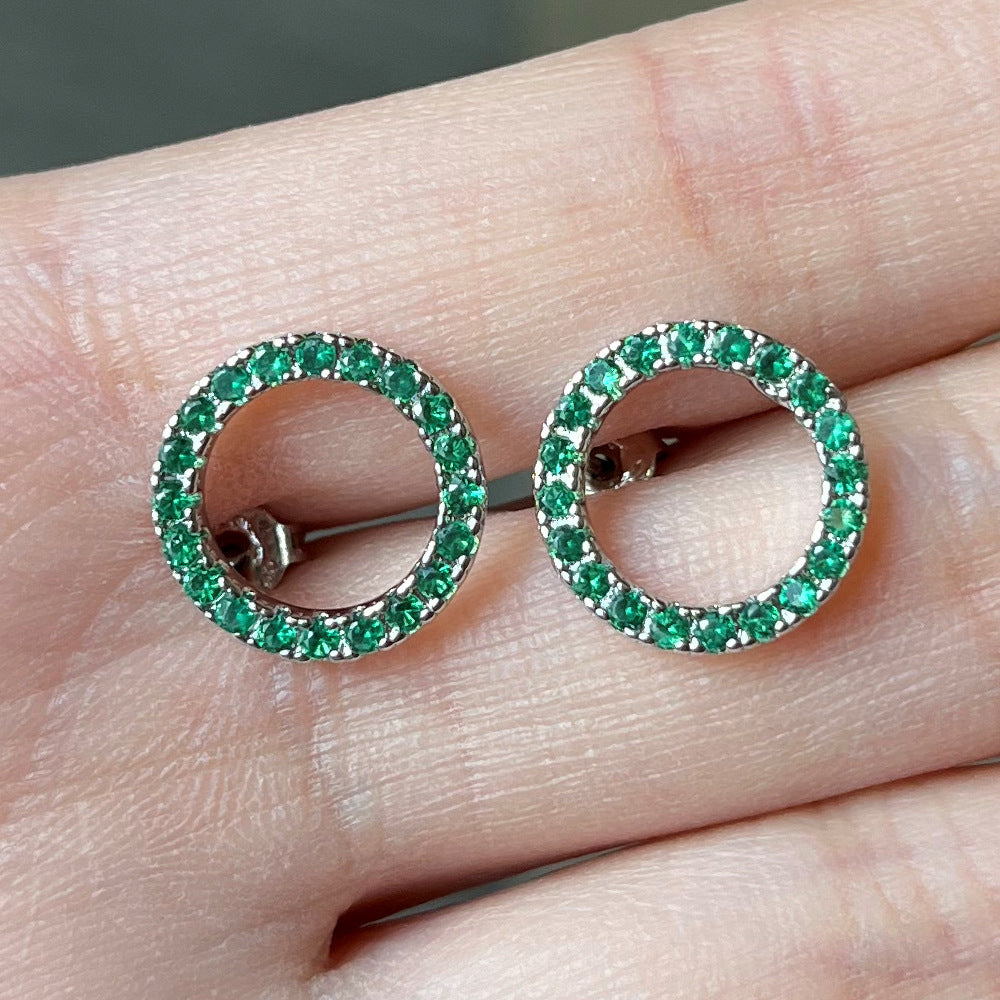 Korean Style Dignified Hollow Circle Zircon Earrings