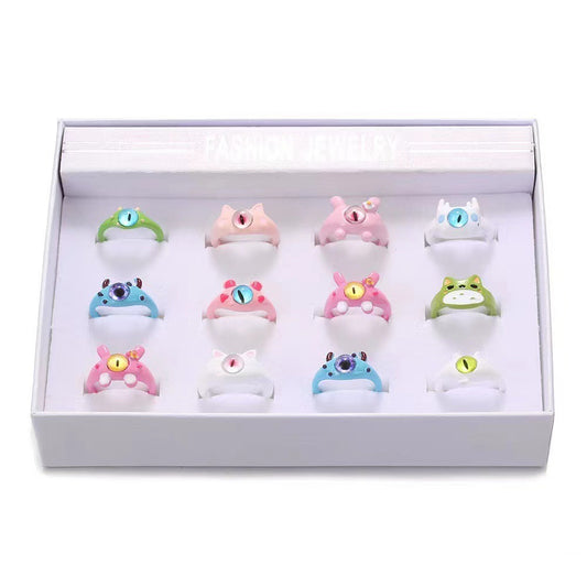 Set Of Cute Funny Monster Clow Rings