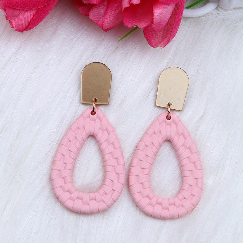 Women's Woven Pattern Drop-shaped Hollow Ear Acrylic Earrings