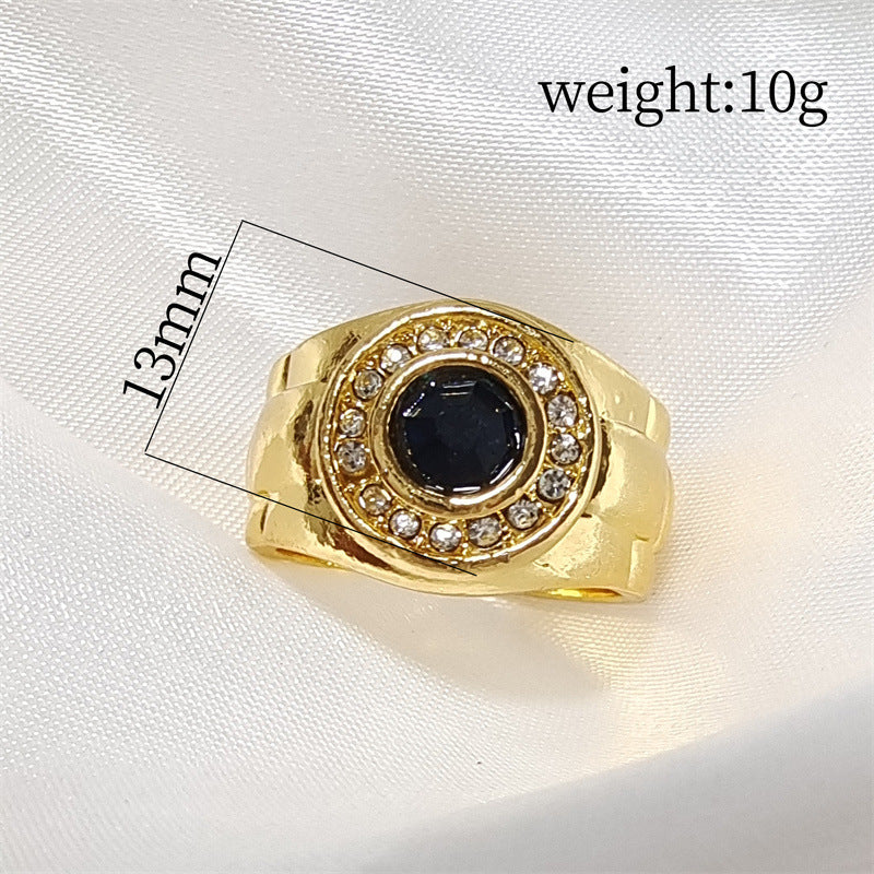 Fashion Popular Inlaid Blue Zircon Hand Rings