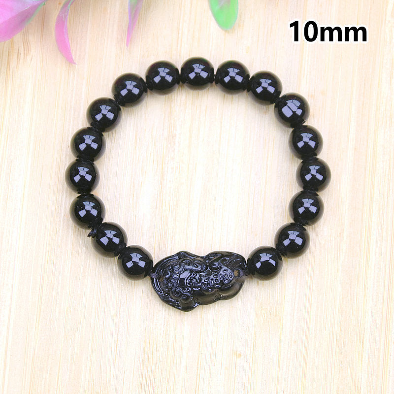 Running Rivers Lakes Live Imitation Obsidian Gilt Six Words Mantra Bracelet