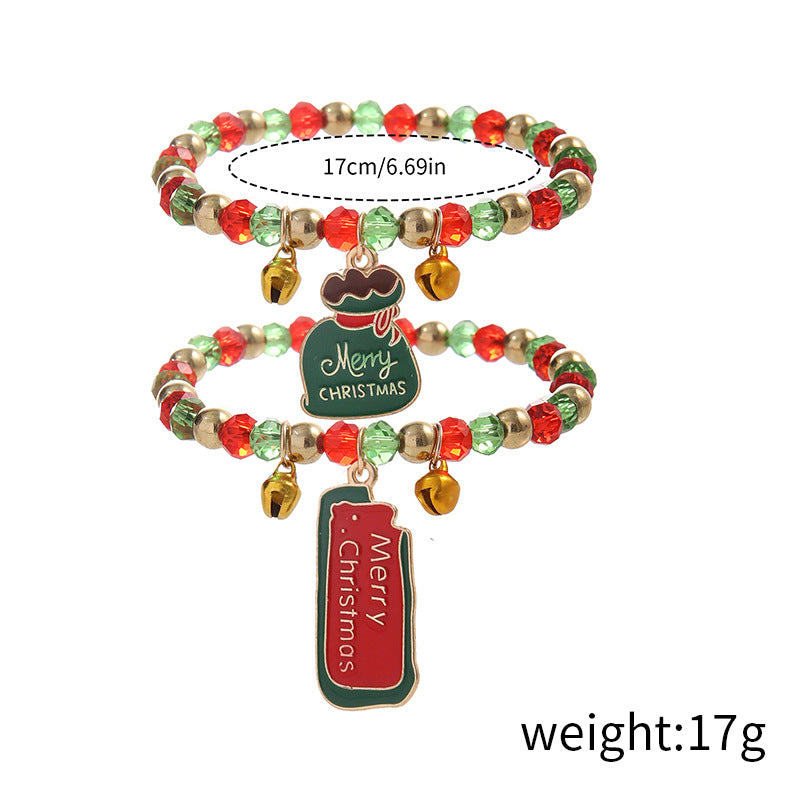 Christmas Red Green Crystal Beads String Bracelets