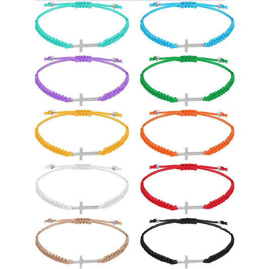 Elegant Hand-woven Cross Adjustable Rope Gift Bracelet