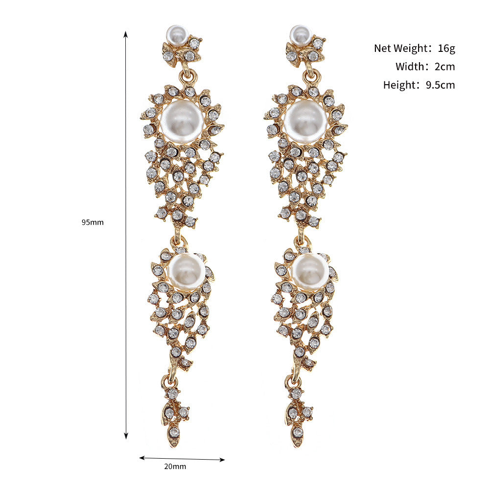 Women's Retro Bridal Exaggerated Super Flash Wedding Banquet High-grade Earrings