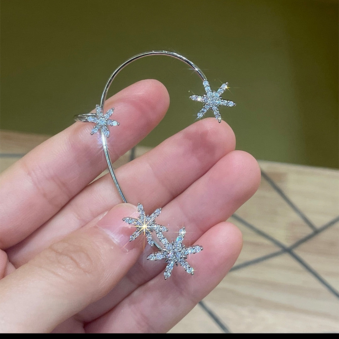 Six-pointed Star One-piece Lin Yun High Sense Clip Earrings