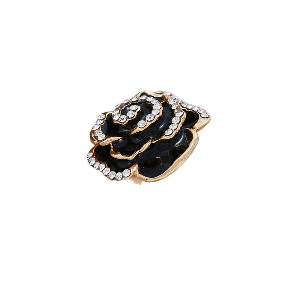 Women's Creative Adjustable Alloy Flower Drop Oil Diamond Rose Ring