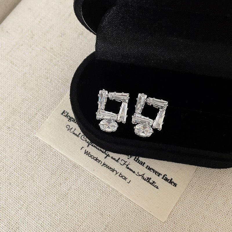 Women's Square Hollow Zircon For Entry Lux Elegant Earrings