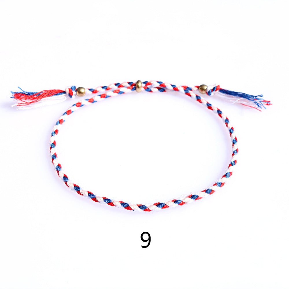 Women's & Men's Colorful Cotton String Friendship Copper Bead Bracelets